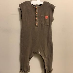 2T olive green knit romper